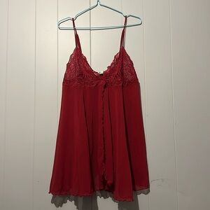 vintage victoria’s secret red lacey ruffle lingerie top size large